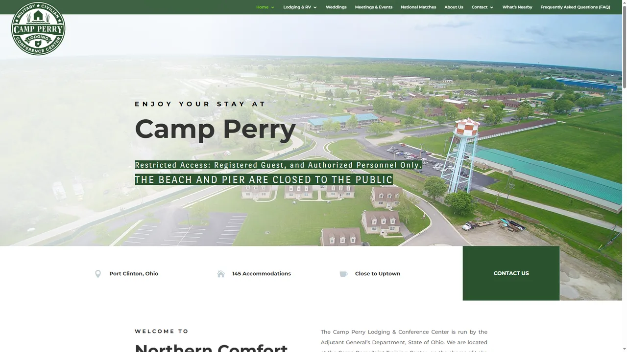 Camp Perry Lodging and Conference Center website preview