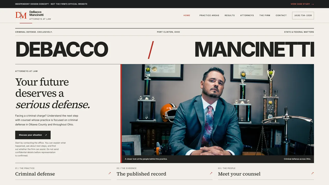 DeBacco Mancinetti legal-services website concept